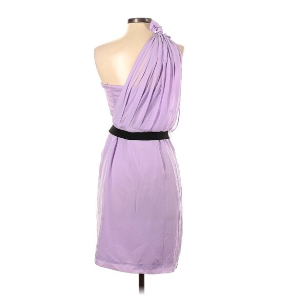 Bcbgmaxazria Purple Drape Shoulder Cocktail Dress Lavender Size 8 - Picture 3 of 12